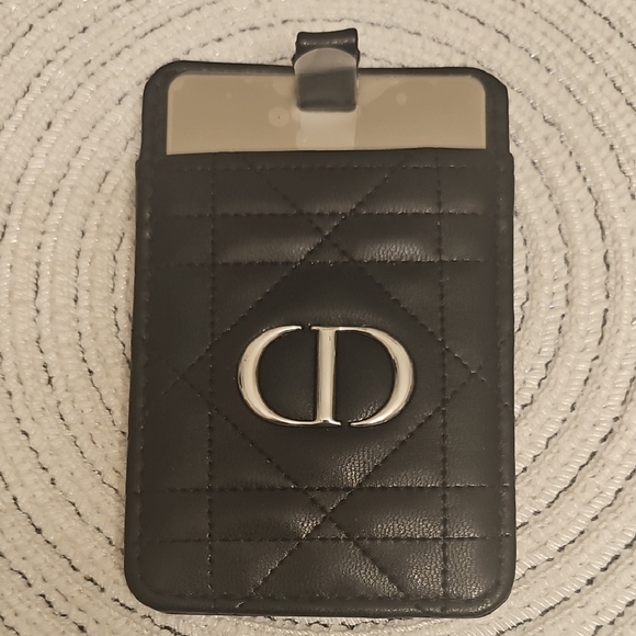 Dior Quilted Black Leather Phone Mirror Holder - Picture 1 of 3